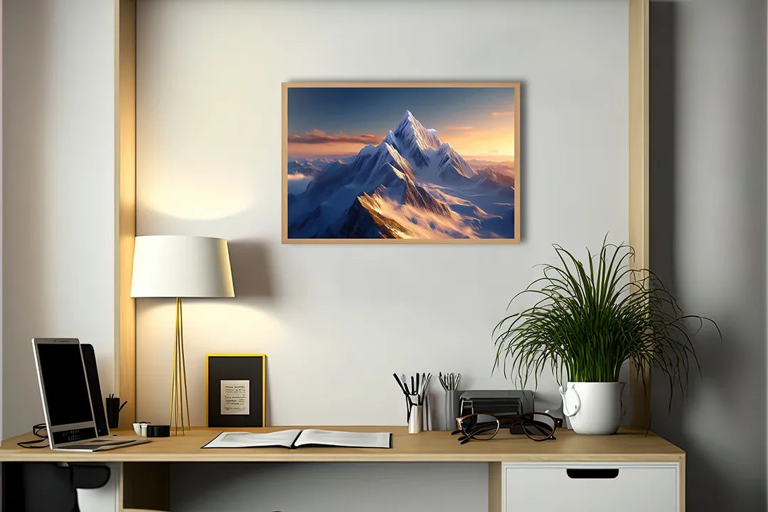 Metall Magnetboard mit hochwertigem Berggipfel Sonnenuntergang Winter Design