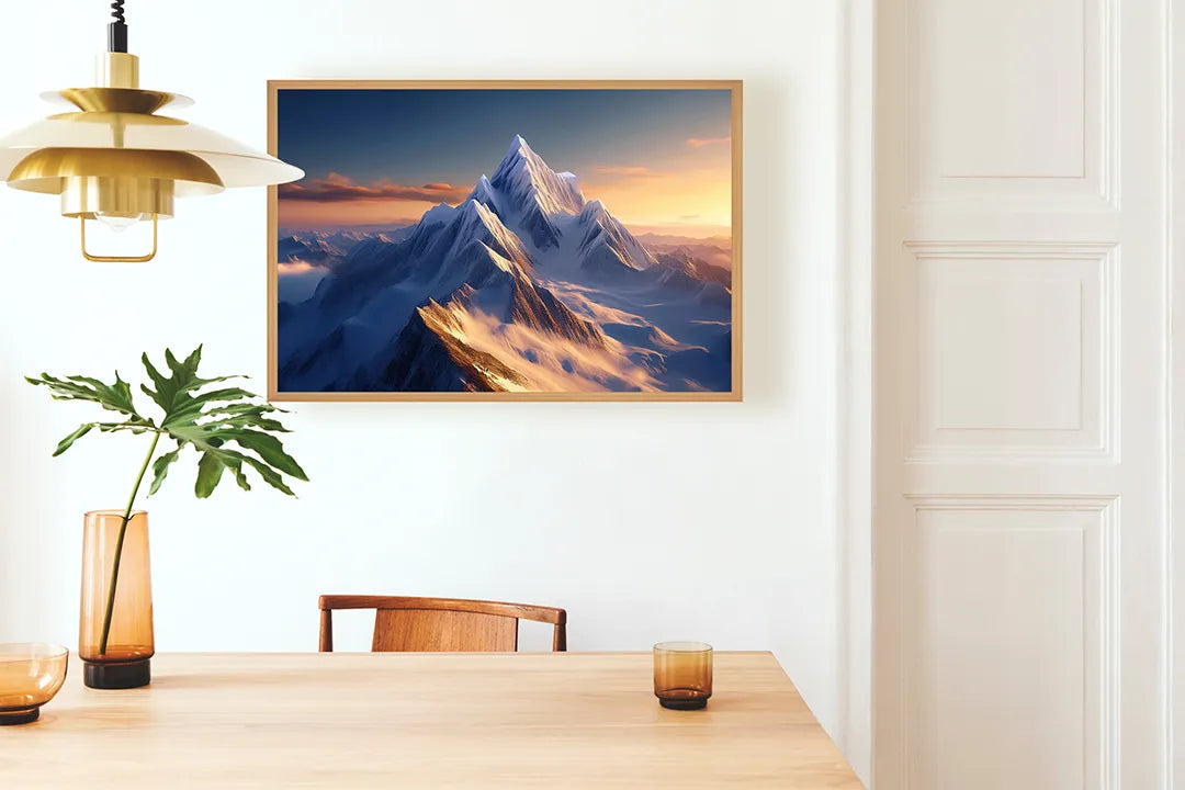 Metall Magnetboard mit hochwertigem Berggipfel Sonnenuntergang Winter Design