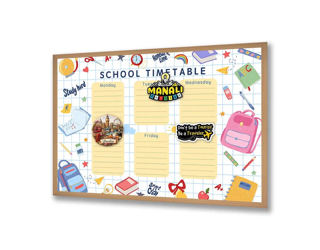 Metall Magnetboard mit hochwertigem School Timetable fröhlich Raster Design