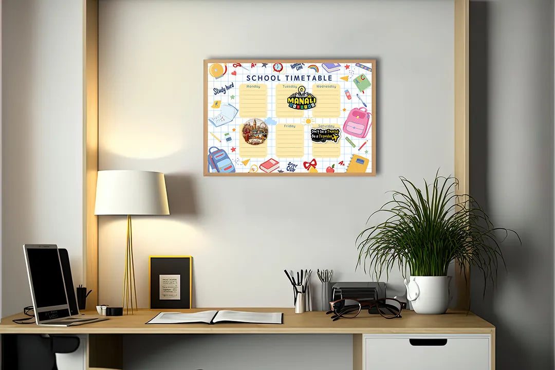 Metall Magnetboard mit hochwertigem School Timetable fröhlich Raster Design