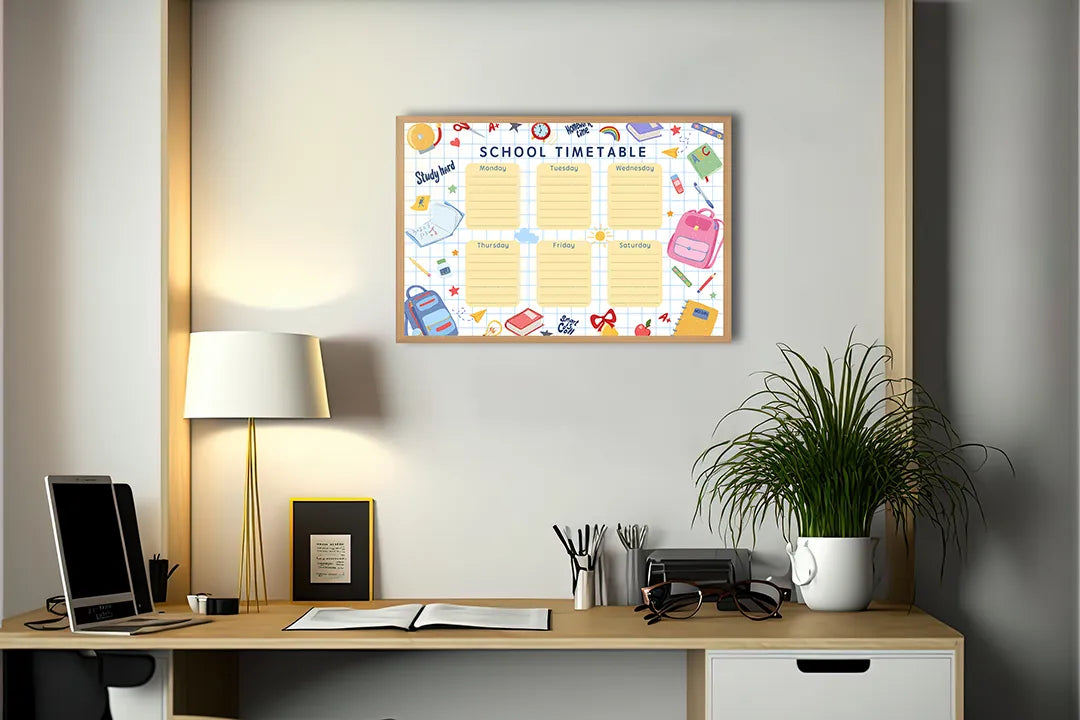 Metall Magnetboard mit hochwertigem School Timetable fröhlich Raster Design