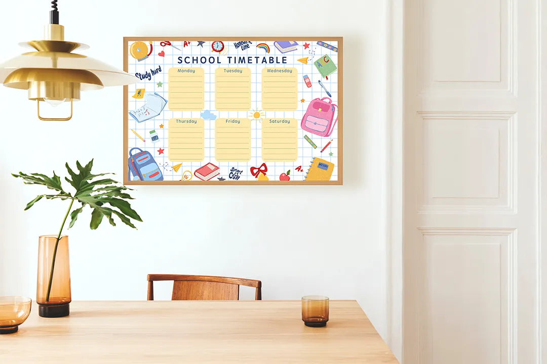 Metall Magnetboard mit hochwertigem School Timetable fröhlich Raster Design