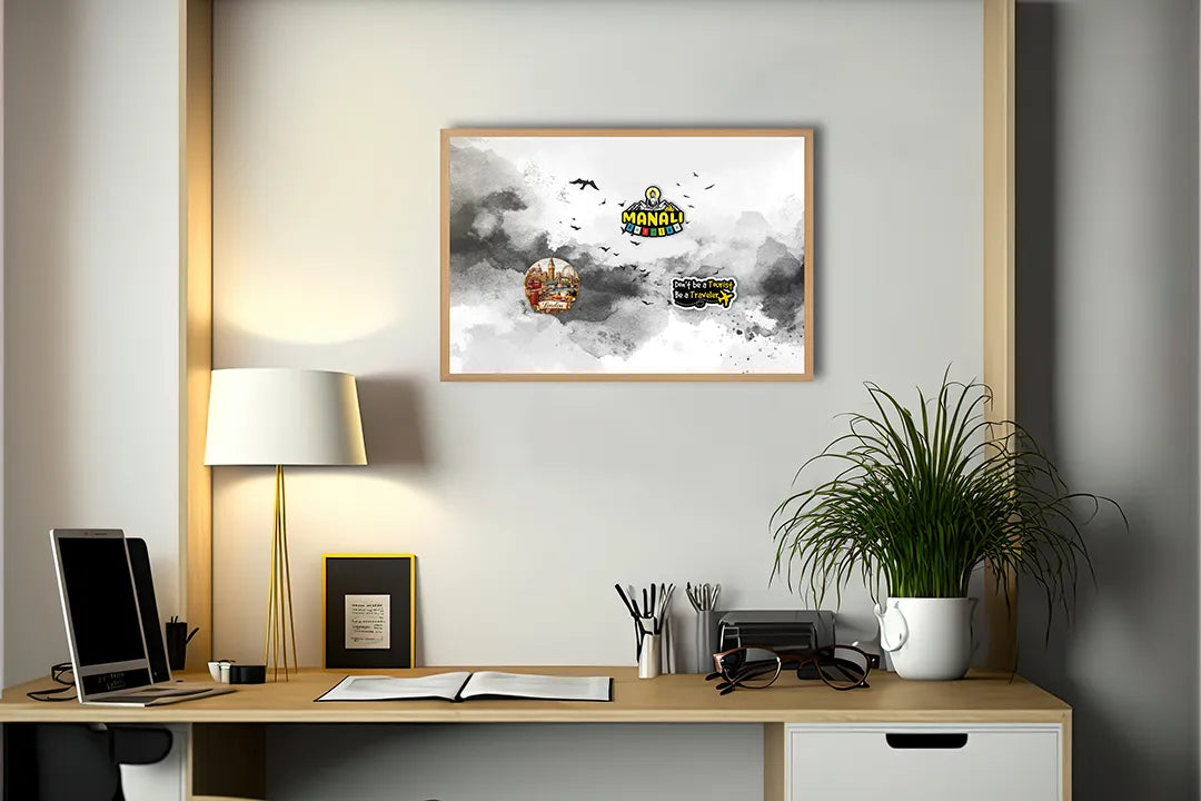 Metall Magnetboard mit hochwertigem Abstrakte Wolken Farbe schwarz weiß Design