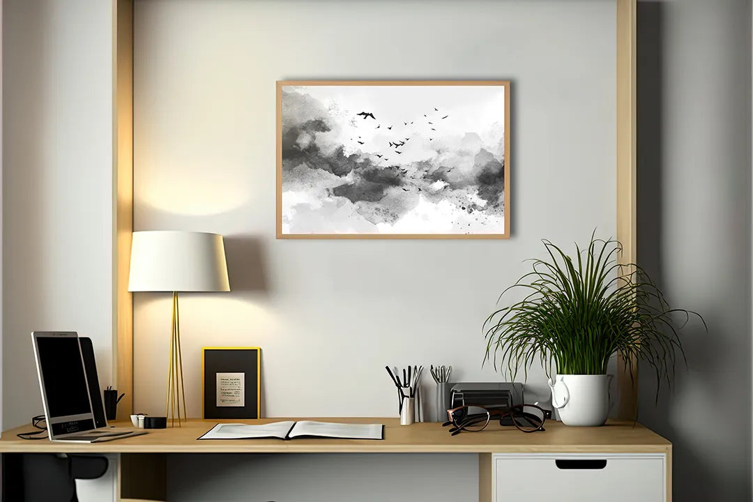 Metall Magnetboard mit hochwertigem Abstrakte Wolken Farbe schwarz weiß Design