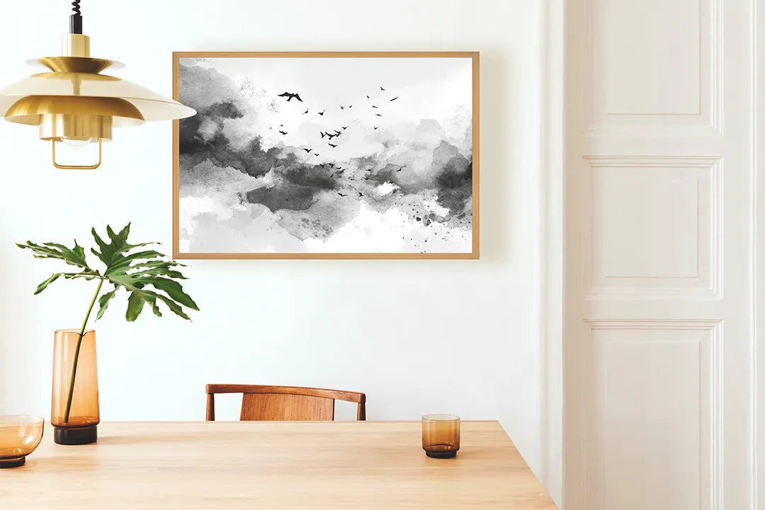 Metall Magnetboard mit hochwertigem Abstrakte Wolken Farbe schwarz weiß Design