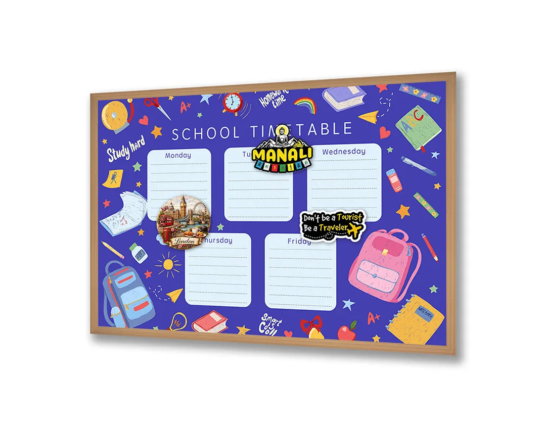 Metall Magnetboard mit hochwertigem School Timetable lila Raster Design