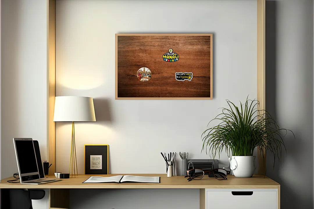 Metall Magnetboard mit hochwertigem Horizontaal Bruin Holz Design