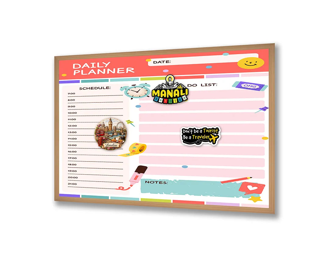 Metall Magnetboard mit hochwertigem Daily Planer rosa Design
