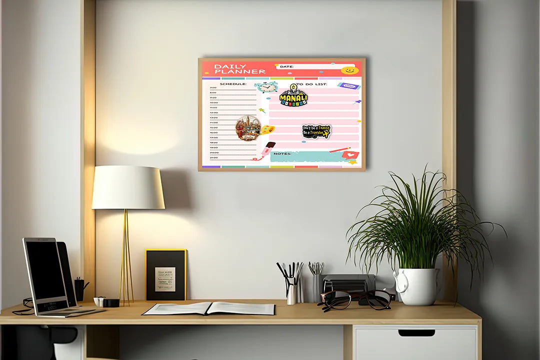 Metall Magnetboard mit hochwertigem Daily Planer rosa Design