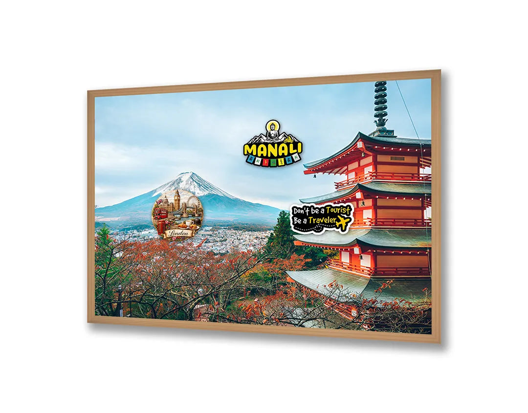Metall Magnetboard mit hochwertigem Mount Fuji Und Pagode In Der Herfst Design