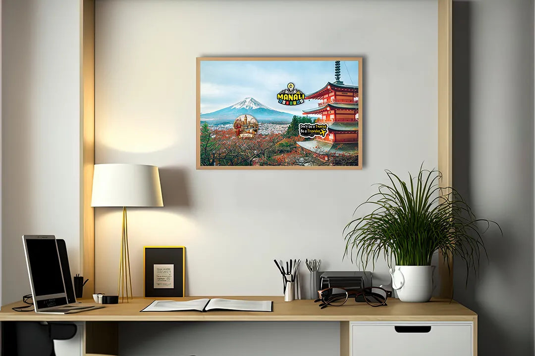 Metall Magnetboard mit hochwertigem Mount Fuji Und Pagode In Der Herfst Design