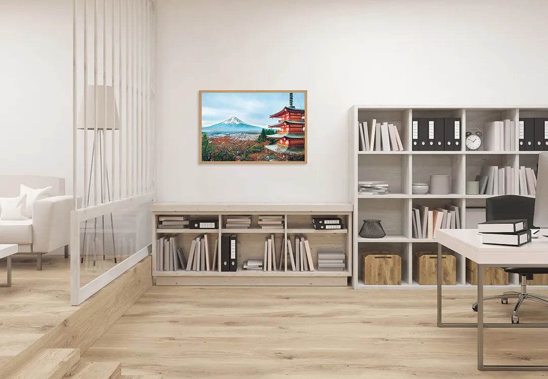 Metall Magnetboard mit hochwertigem Mount Fuji Und Pagode In Der Herfst Design