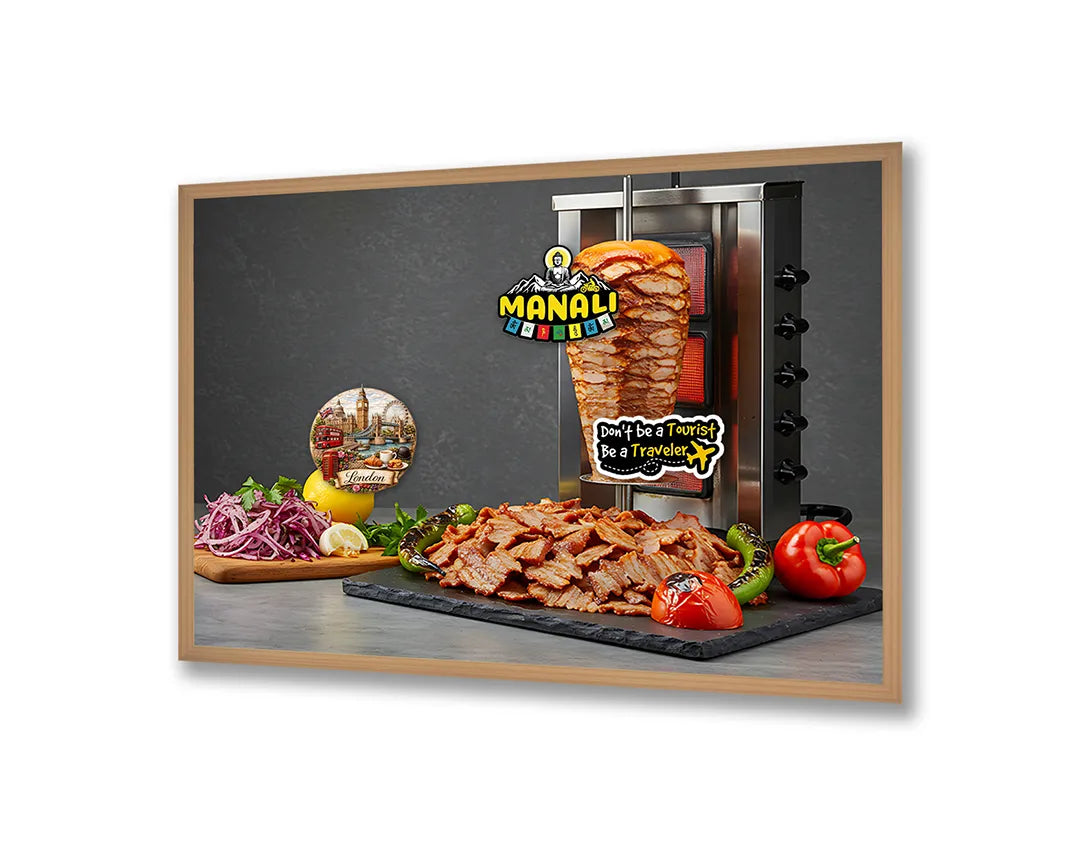 Metall Magnetboard mit hochwertigem Kebab Fleisch Spieß rotierend Design