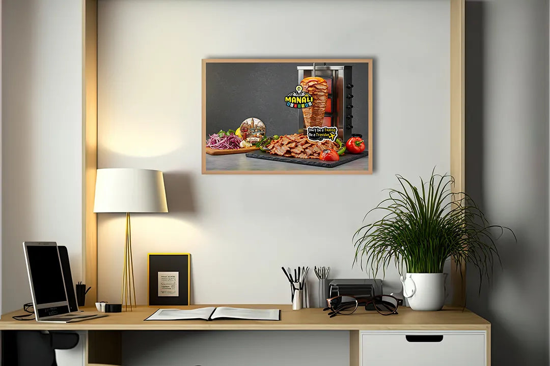 Metall Magnetboard mit hochwertigem Kebab Fleisch Spieß rotierend Design