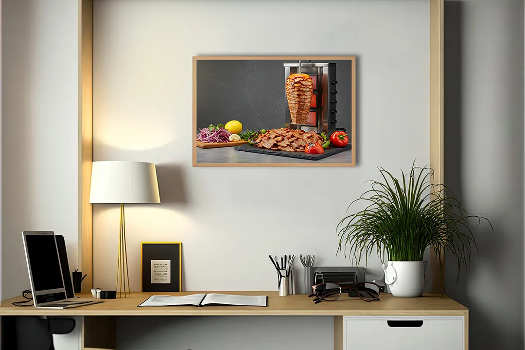 Metall Magnetboard mit hochwertigem Kebab Fleisch Spieß rotierend Design
