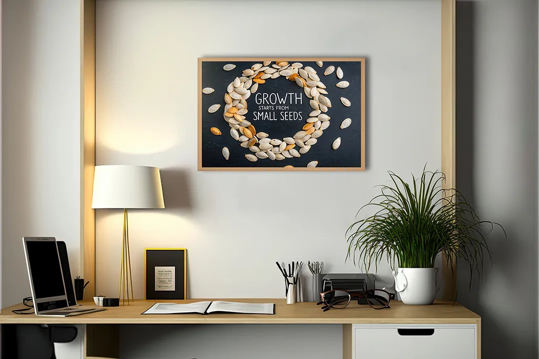 Metall Magnetboard mit hochwertigem Growth starts with small seeds Design