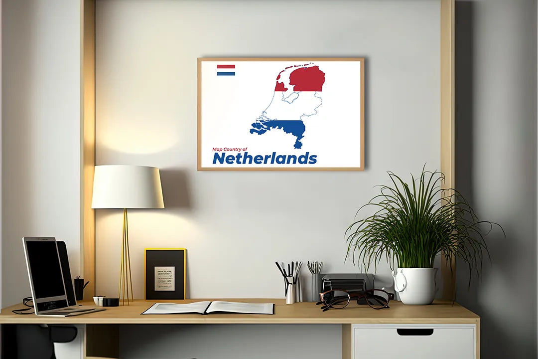 Metall Magnetboard mit hochwertigem Niederlande Flagge Landkarte Design