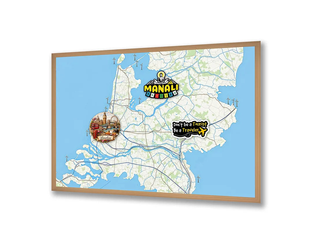 Metall Magnetboard mit hochwertigem Niederlande Wasserwege Landkarte Design
