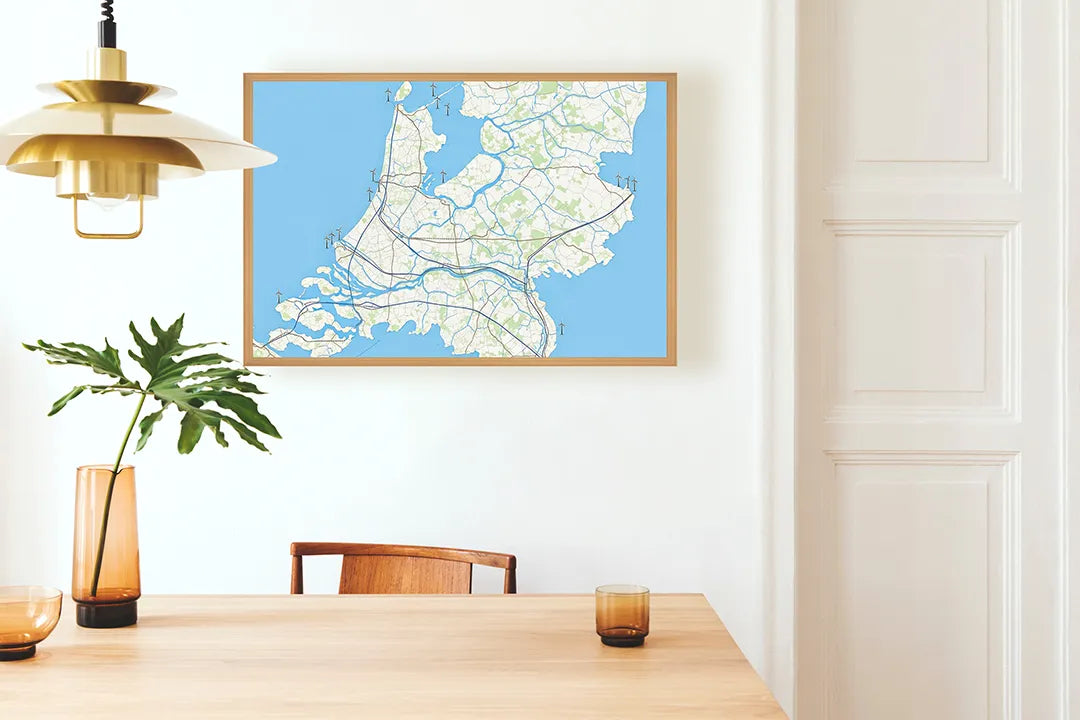Metall Magnetboard mit hochwertigem Niederlande Wasserwege Landkarte Design