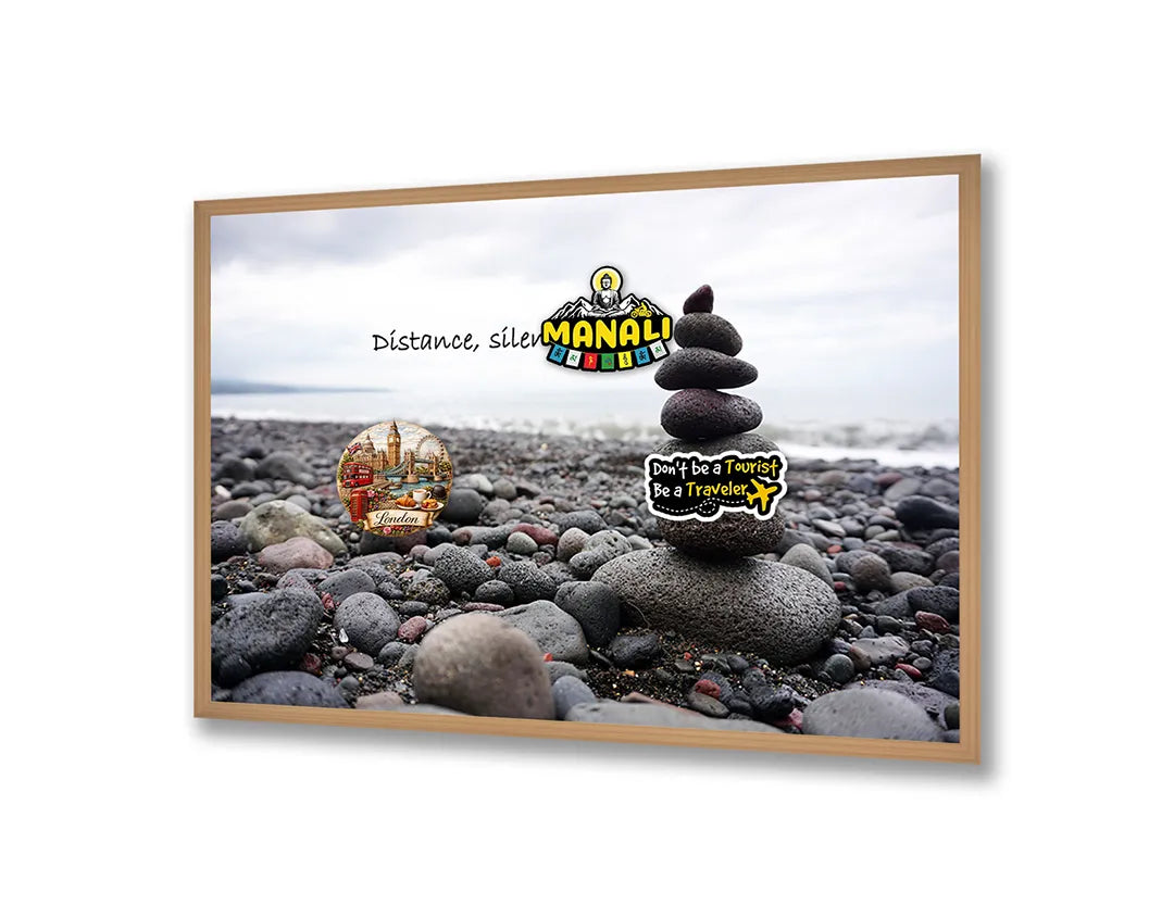 Metall Magnetboard mit hochwertigem Zen Steine auf Strand Design