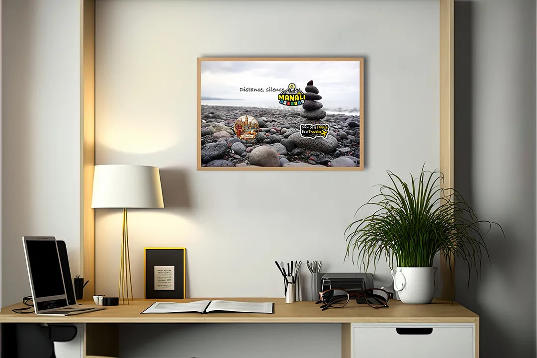 Metall Magnetboard mit hochwertigem Zen Steine auf Strand Design