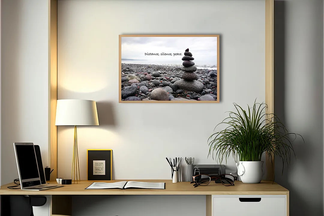 Metall Magnetboard mit hochwertigem Zen Steine auf Strand Design