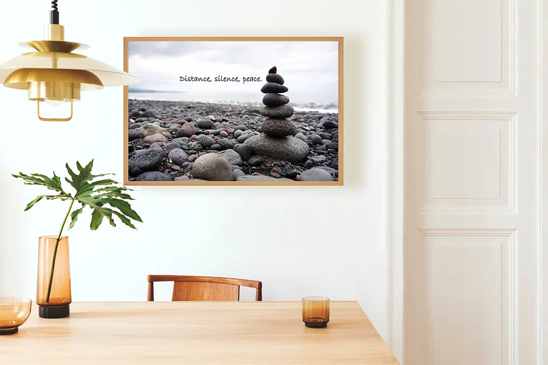 Metall Magnetboard mit hochwertigem Zen Steine auf Strand Design