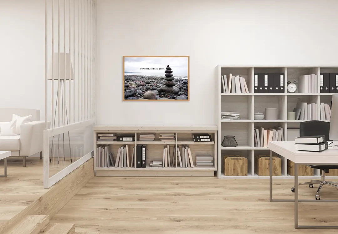 Metall Magnetboard mit hochwertigem Zen Steine auf Strand Design