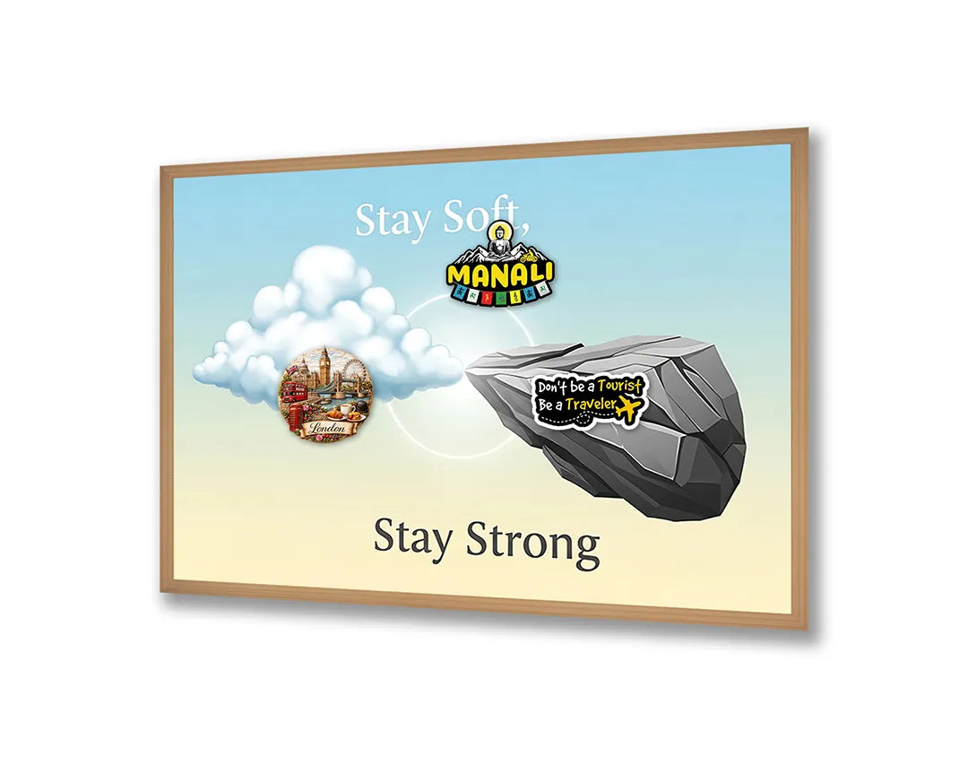 Metall Magnetboard mit hochwertigem Stay soft stay strong Text Stein Design