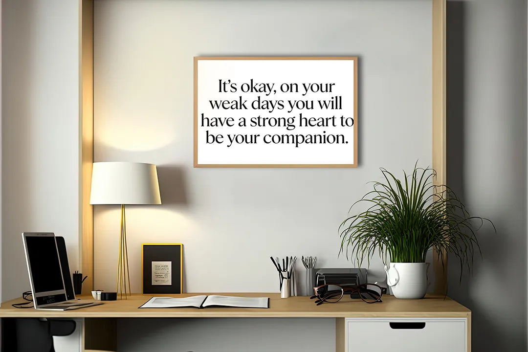 Metall Magnetboard mit hochwertigem Its okay on weak days Zitat Design