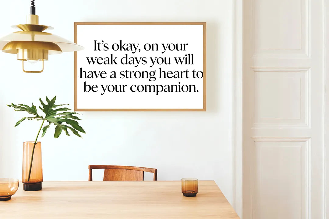 Metall Magnetboard mit hochwertigem Its okay on weak days Zitat Design