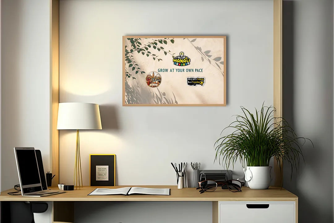 Metall Magnetboard mit hochwertigem Grow at your own pace Zitat Design