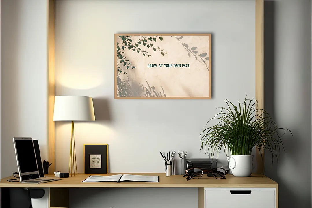 Metall Magnetboard mit hochwertigem Grow at your own pace Zitat Design
