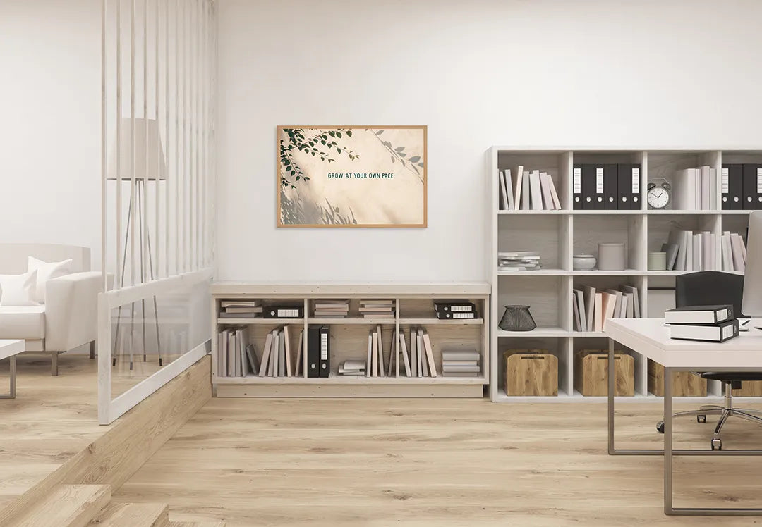 Metall Magnetboard mit hochwertigem Grow at your own pace Zitat Design