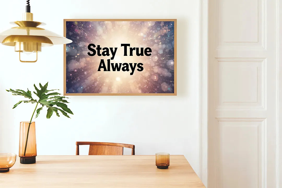 Metall Magnetboard mit hochwertigem Stay true always Zitat Sterne Design
