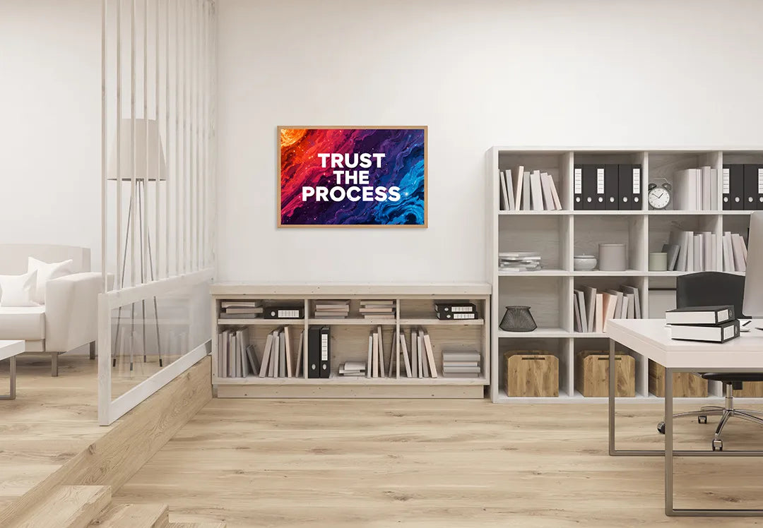 Metall Magnetboard mit hochwertigem Trust the process Farbe Spritzer Design