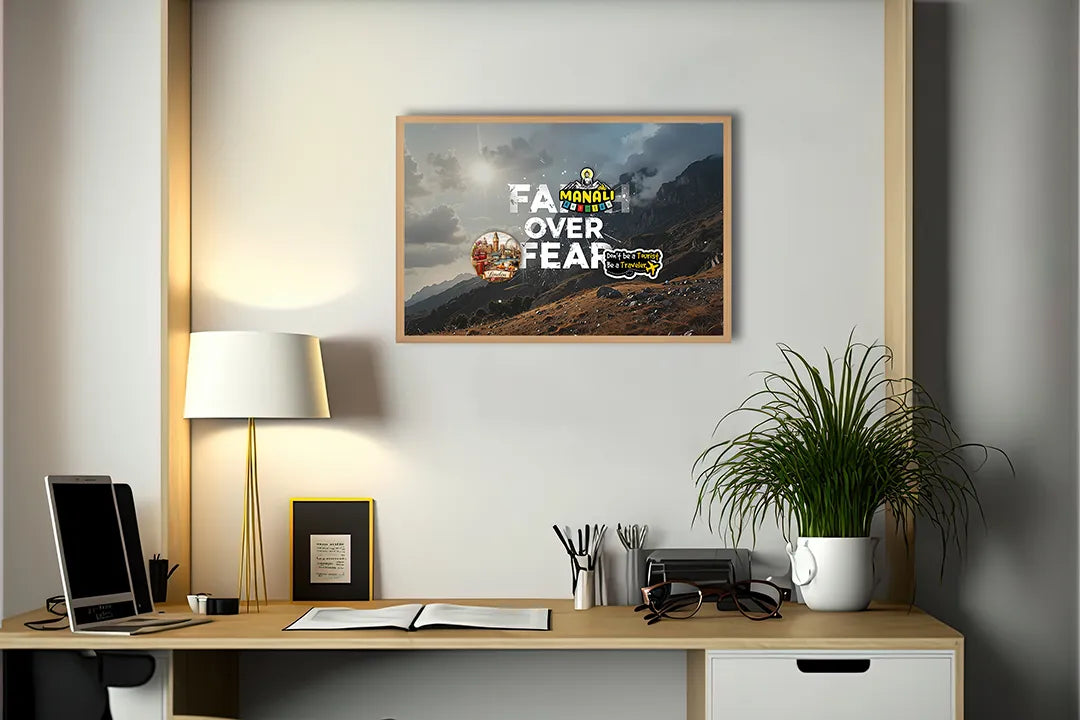 Metall Magnetboard mit hochwertigem Glaube über Fear Berge Landschaft Design