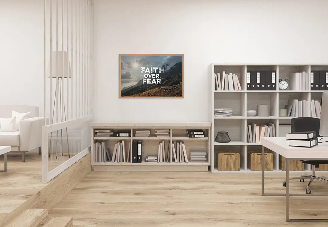 Metall Magnetboard mit hochwertigem Glaube über Fear Berge Landschaft Design