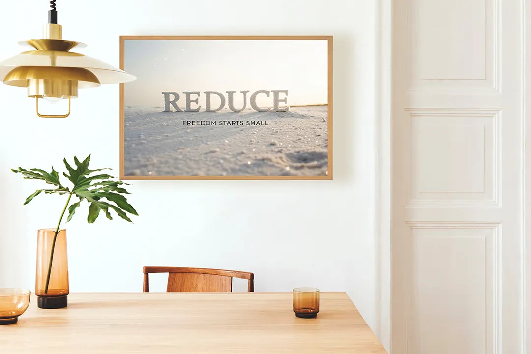 Metall Magnetboard mit hochwertigem Reduce Zitat Strand Meer Design