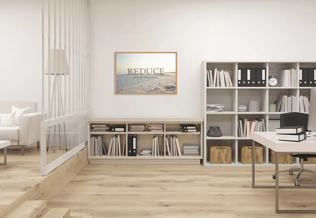 Metall Magnetboard mit hochwertigem Reduce Zitat Strand Meer Design