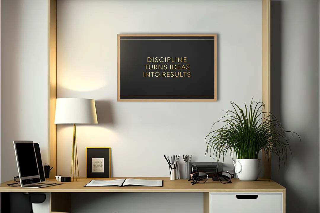 Metall Magnetboard mit hochwertigem Discipline turns ideas into results Design