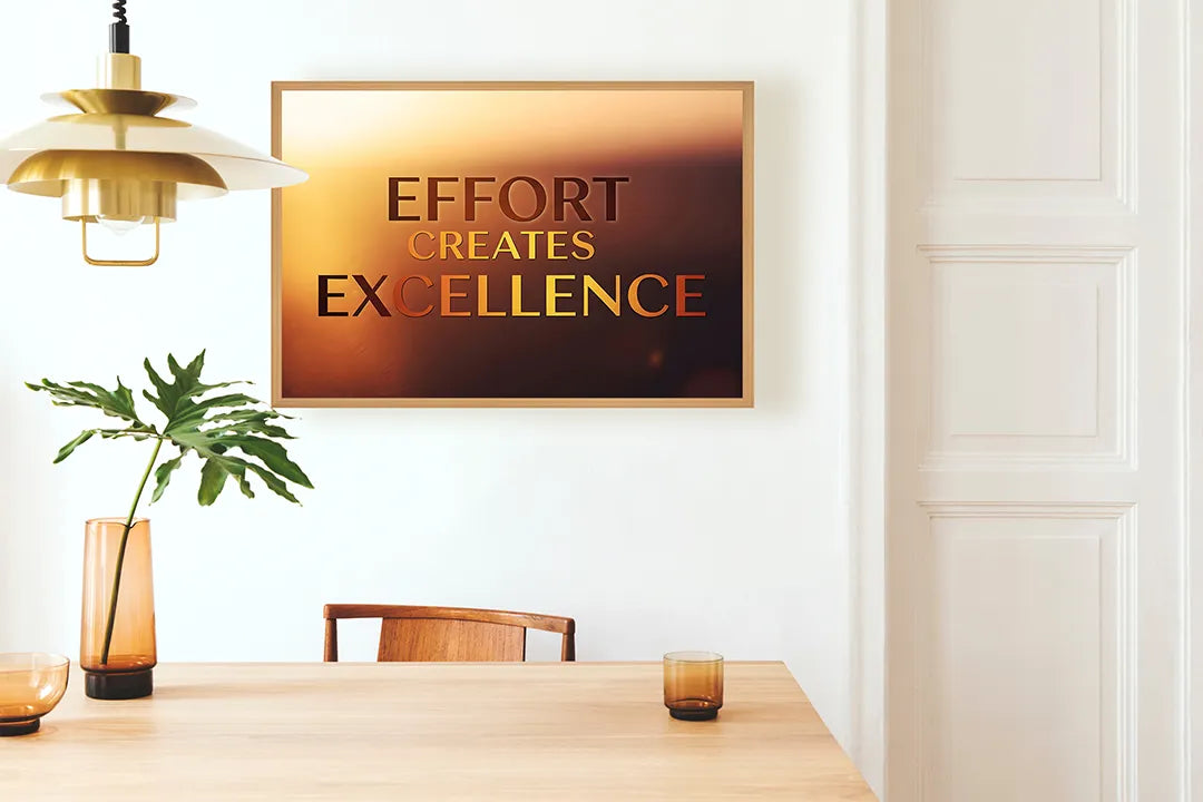 Metall Magnetboard mit hochwertigem Effort creates excellence Zitat Design