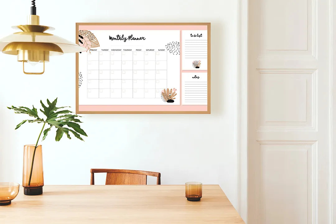 Metall Magnetboard mit hochwertigem Rosa Und Weiße Monatsplaner Design