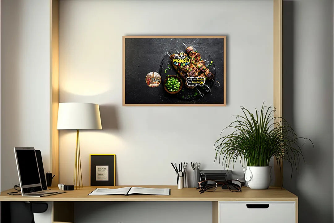 Metall Magnetboard mit hochwertigem Vleesspiezen Auf Dunkel Leisteen Design