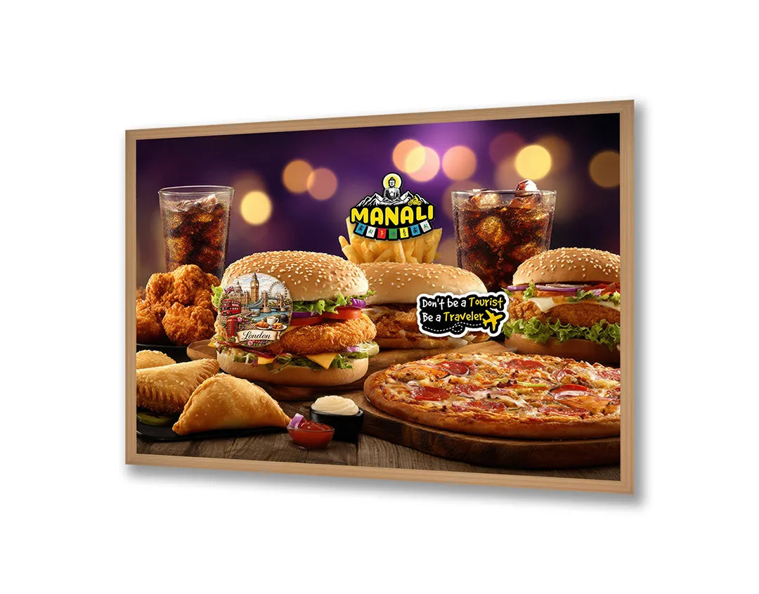 Metall Magnetboard mit hochwertigem Hamburger Menü Fastfood Design