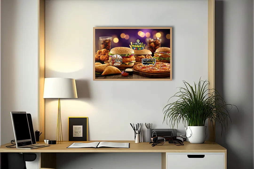 Metall Magnetboard mit hochwertigem Hamburger Menü Fastfood Design