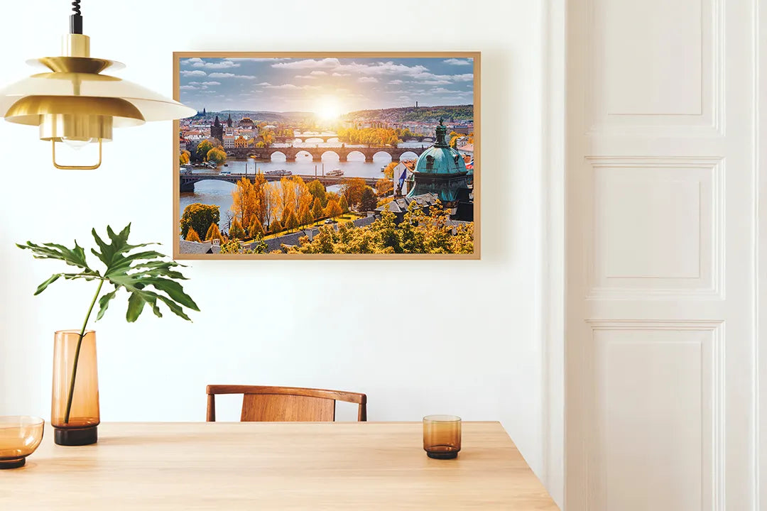 Metall Magnetboard mit hochwertigem Sonnenuntergang Über Ein Brug In Praag Design