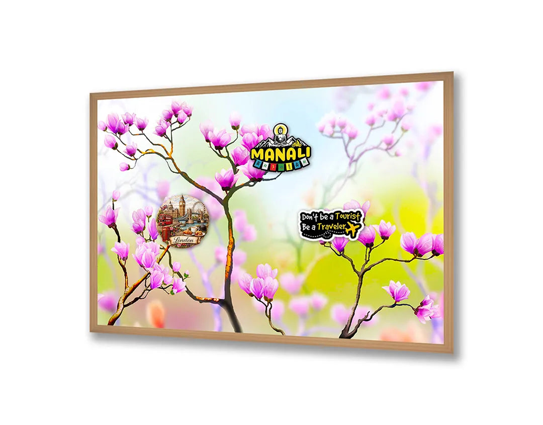 Metall Magnetboard mit hochwertigem Ast Mit Rosa Blüten Design