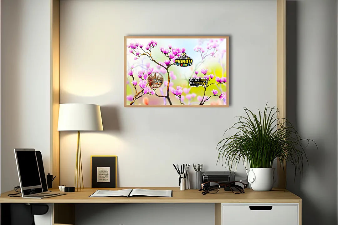 Metall Magnetboard mit hochwertigem Ast Mit Rosa Blüten Design