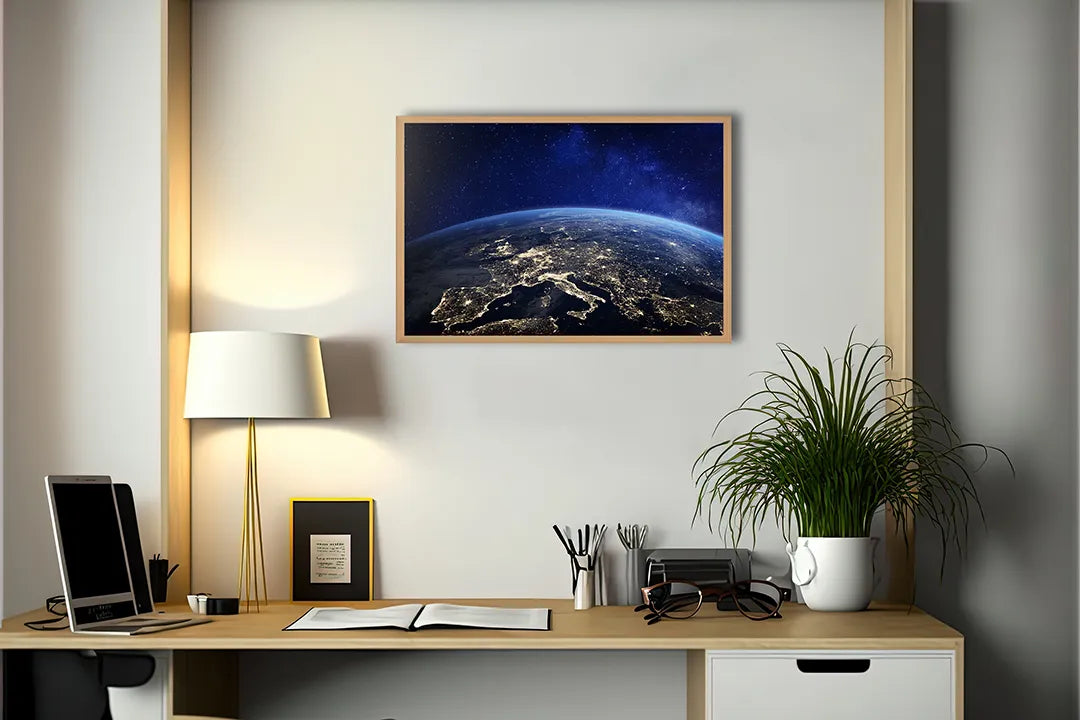 Metall Magnetboard mit hochwertigem Erde Vanuit Der Ruimte Mit Stadslichten Design